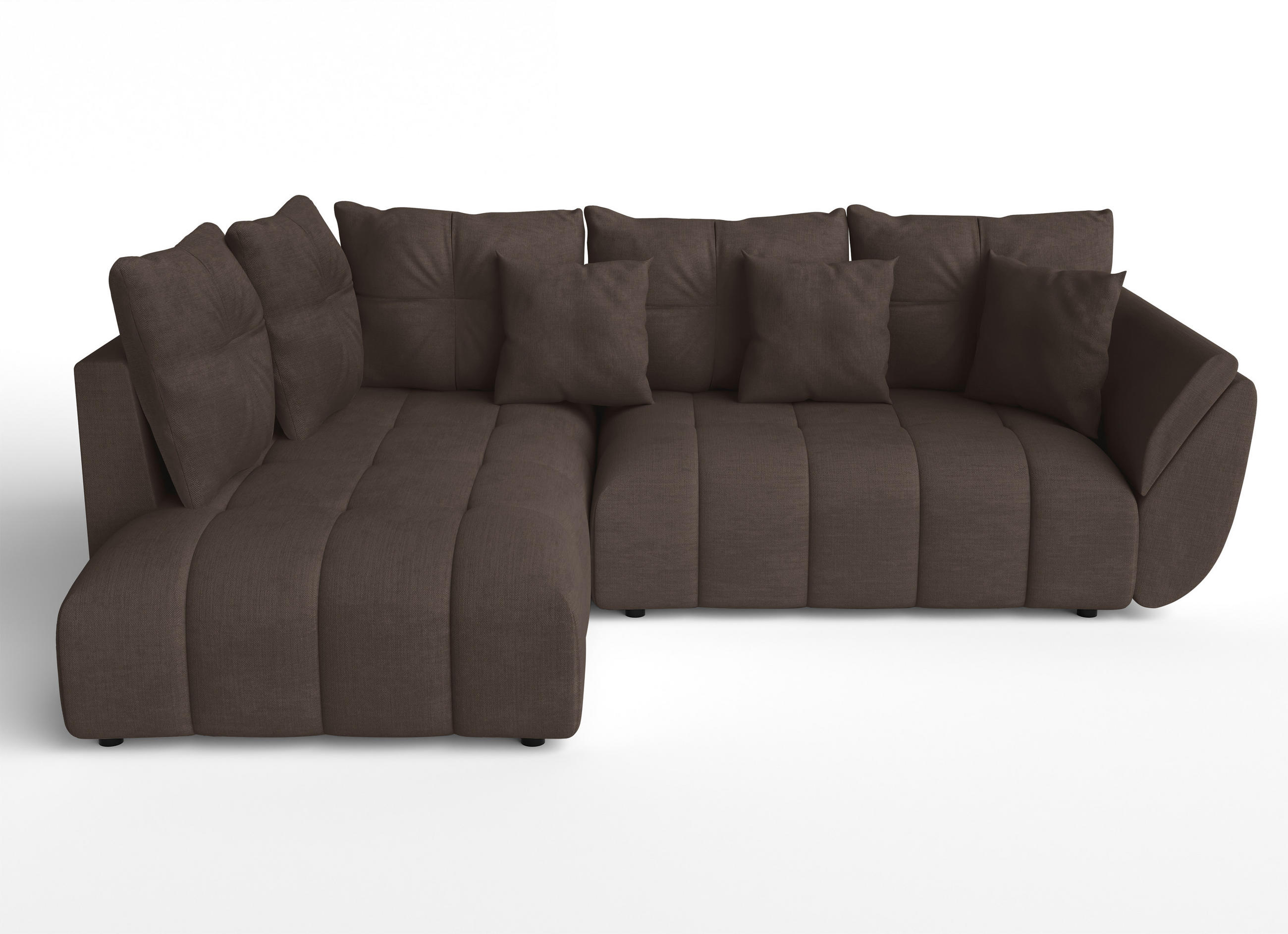 ECKSOFA L Form Corleone Braun 266/182/91 cm mit Schlaffunktion - Schwarz/Braun, Kunststoff/Textil (266/182cm) - AX Living