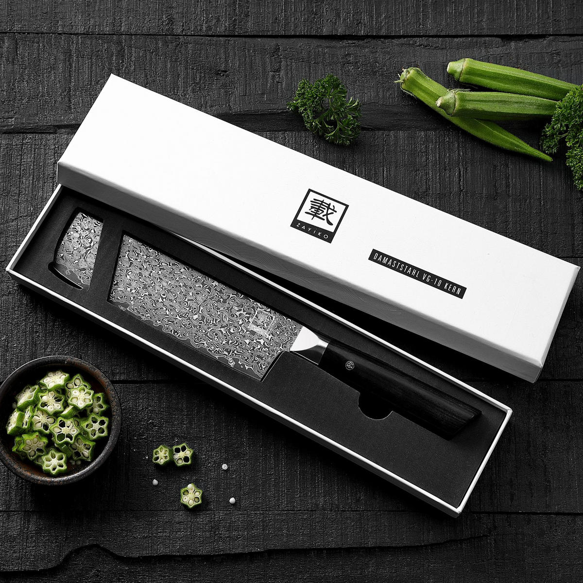 NAKIRIMESSER 18,5 cm - Schwarz, Holz/Metall (32cm) - Zayiko