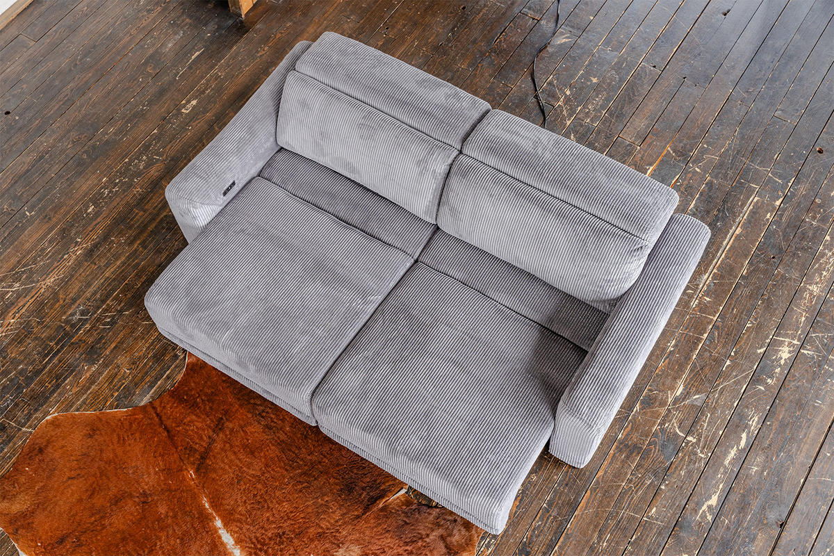 SOFA KIANA Anthrazit Cord Relaxfunktion - Anthrazit/Schwarz, Kunststoff/Textil (227/80/110cm) - KAWOLA