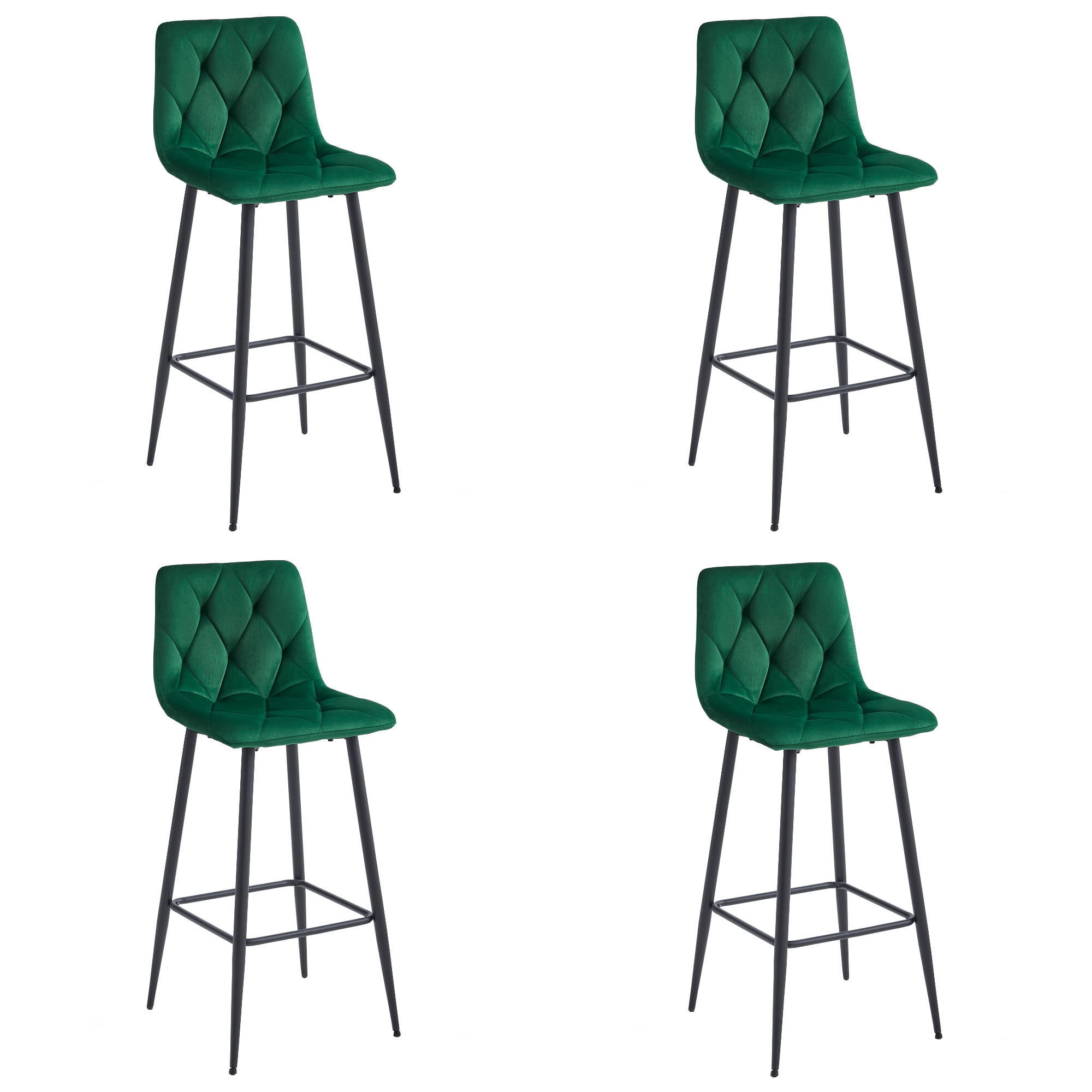 BARHOCKER 4-er Set KODA dunkelgrüner Sitz, schwarze Basis - Dunkelgrün/Schwarz, Textil (43.5/104/32.5cm) - Valora