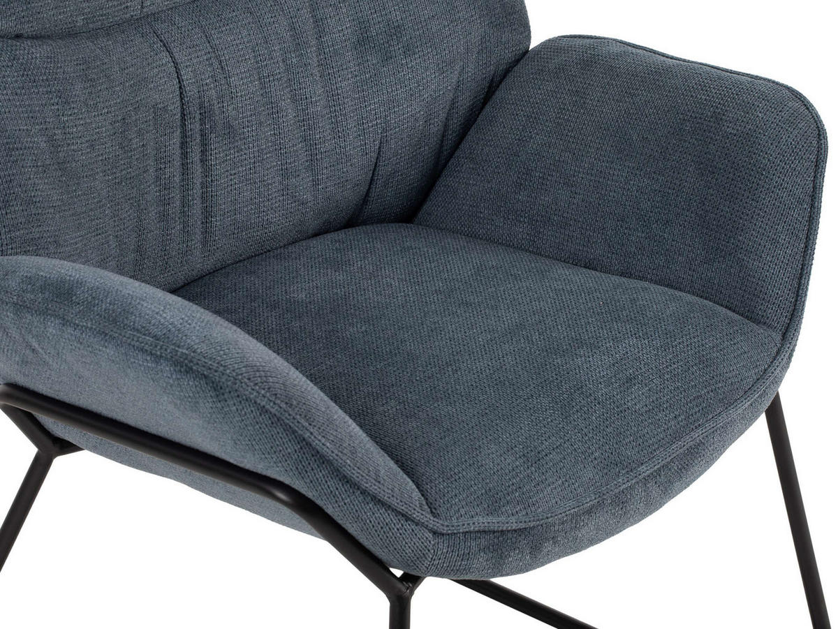 SESSEL Aliano blau - Blau/Schwarz, Textil/Metall (73/76/67cm) - Mr. Deko