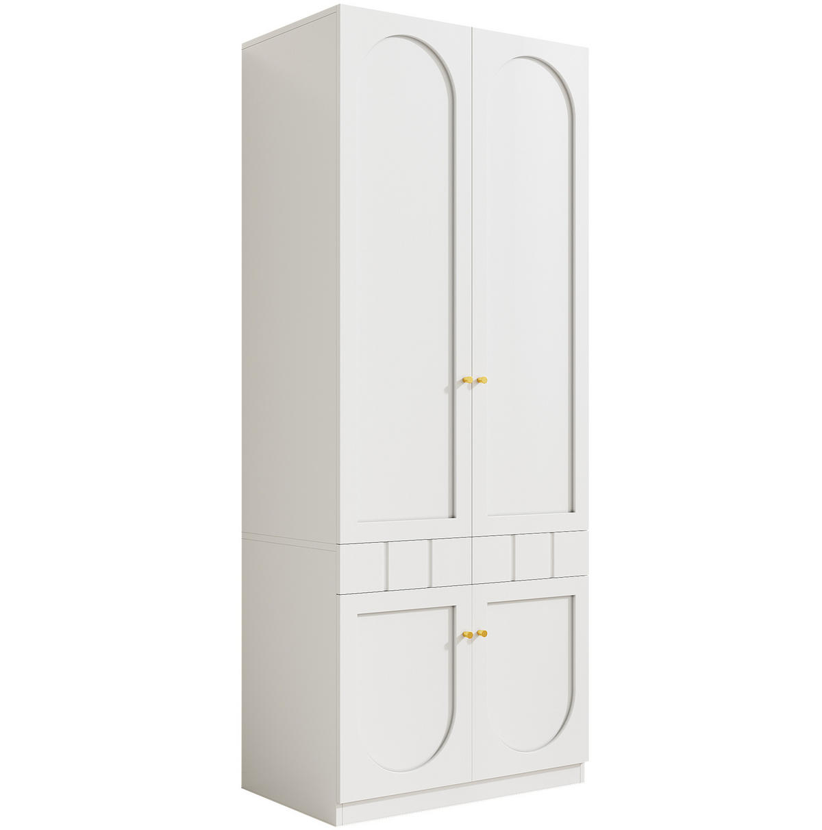 KLEIDERSCHRANK aus MDF 80x50x200 cm Weiß mit Doppeltüren, Schubladen und platzsparendem Stauraum - Weiß, Holzwerkstoff (80/200/50cm) - Modfu