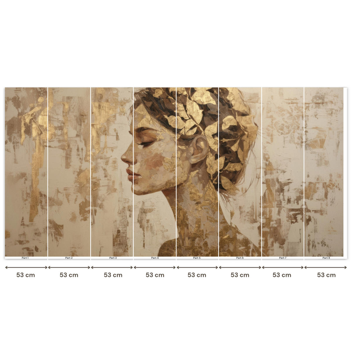 TAPETE - Frau - Gold - Abstrakt - Textur - 400x200 cm - Goldfarben, Papier (400/200cm) - OnlyWow