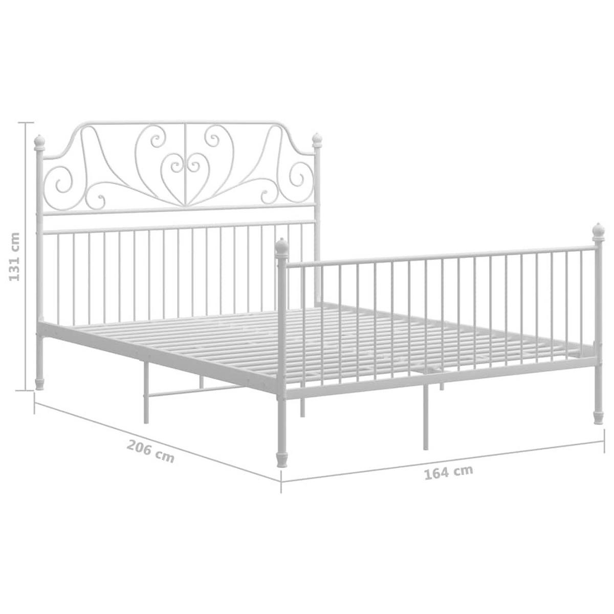 BETTGESTELL Weiss Metall 160/200 Cm - Weiß, Naturmaterialien (160/200cm) - vidaXL