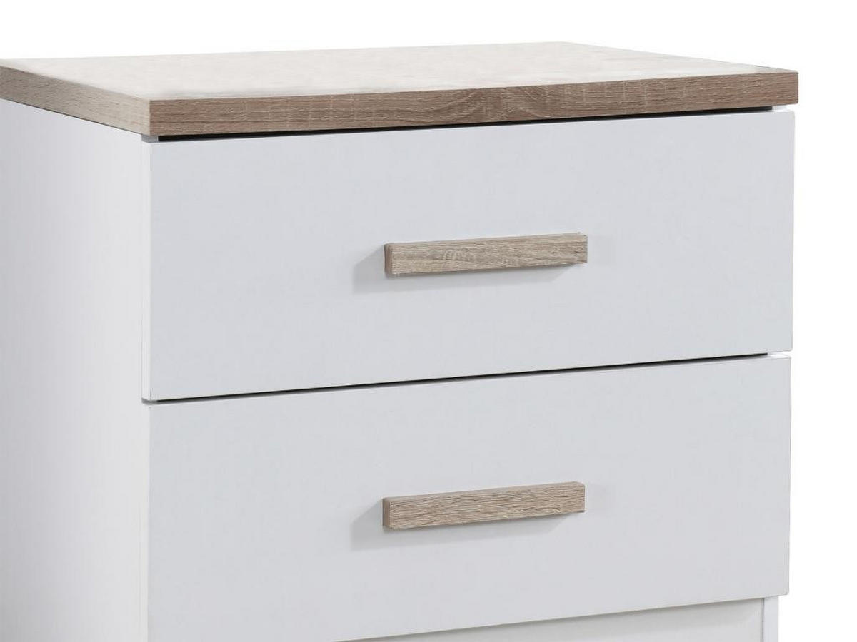 2ER-SET Nachttische mit 2 Schubladen - Weiß und Holzfarben - SKAIDO - Naturfarben, Holz (40/50/50cm) - Vente-Unique