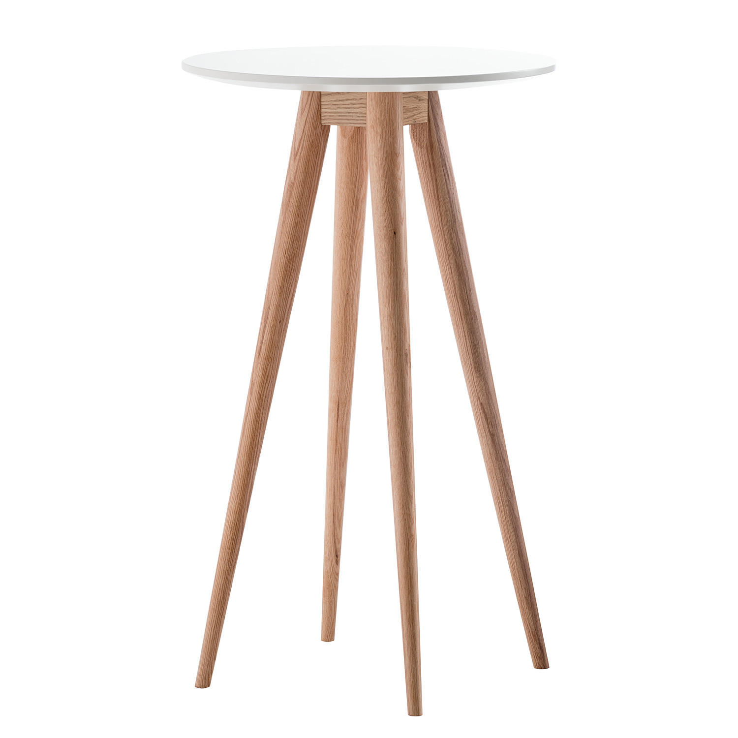 BARTISCH - Eiche teilmassiv - Weiß, Holzwerkstoff (60/60/100cm) - home24