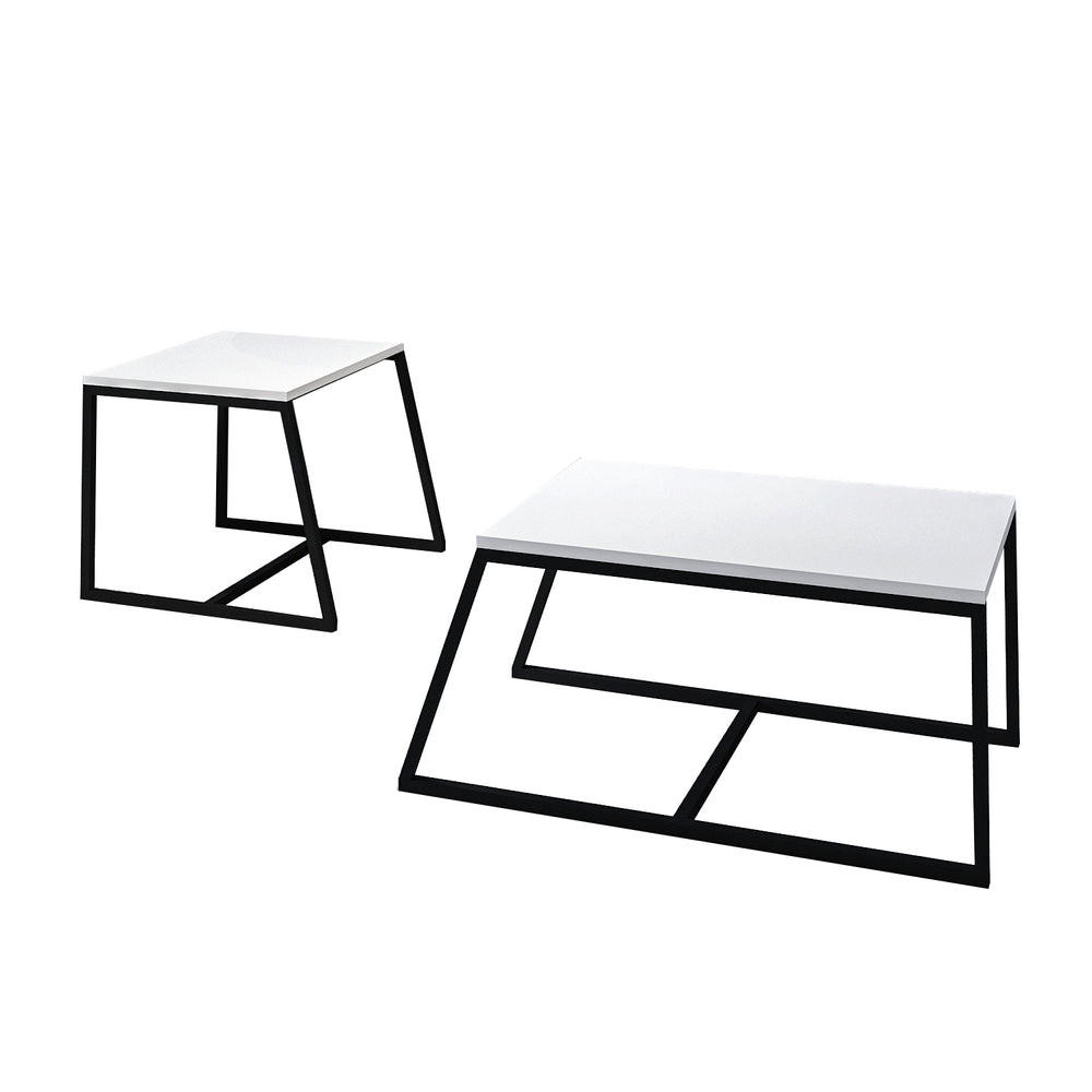 COUCHTISCH 2er Set Between Weiß mit Metall Füße - Schwarz/Weiß, Holzwerkstoff/Metall (50/88/38cm) - moebel17