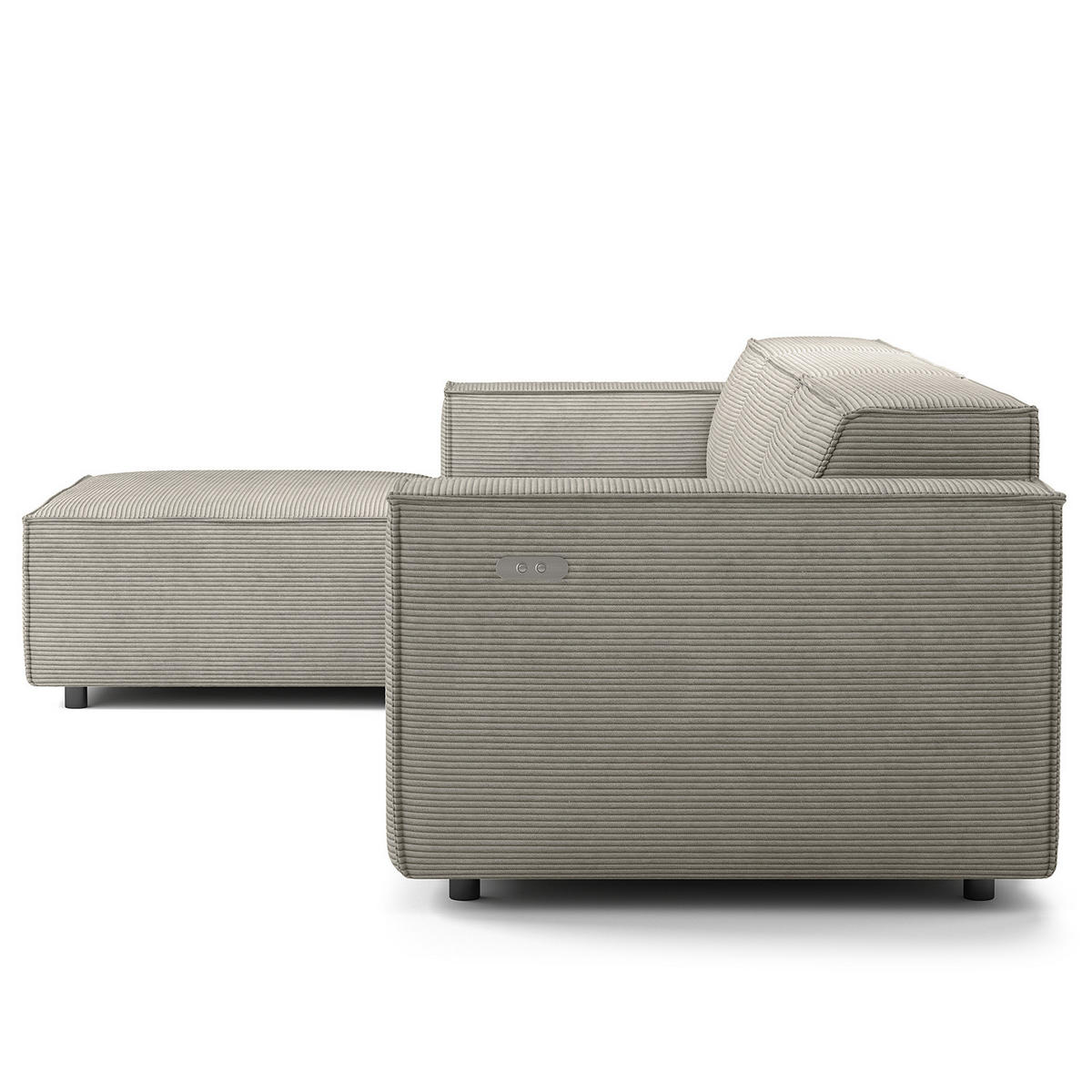 ECKSOFA mit Longchair - Graubraun/Schwarz, Kunststoff/Textil (294/177cm) - home24