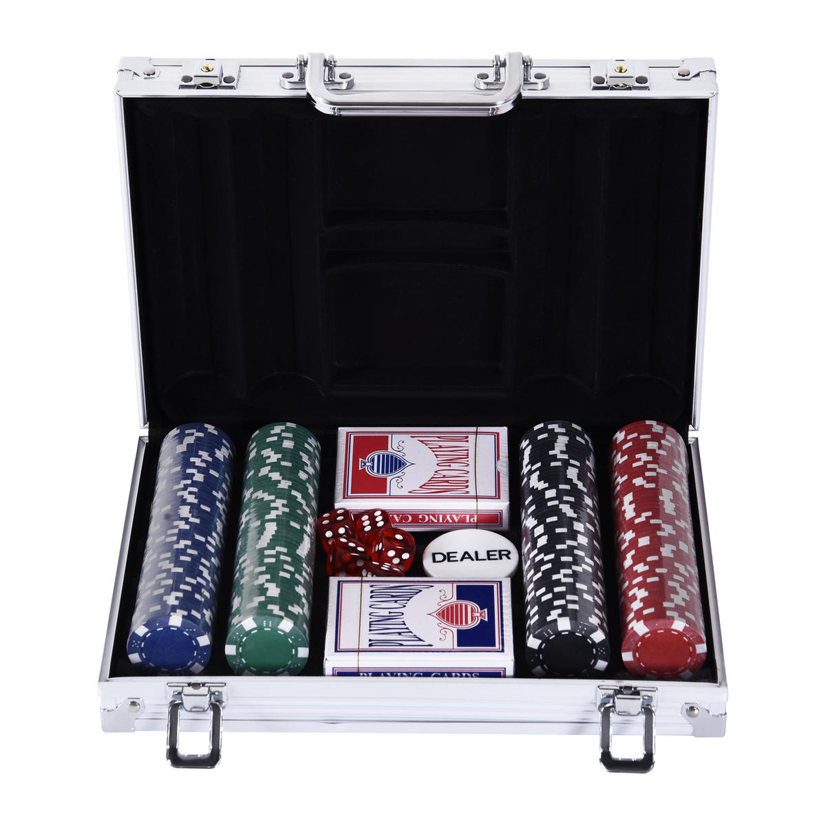 POKERKASETTE DE-18656 200 Jetons, 2 Kartendecks Aluminium - Silberfarben, Metall (205/295cm) - ComfortXL