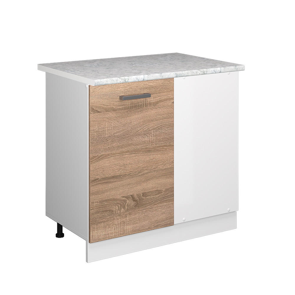 ECKSCHRANK FÜR HAUSRAT R-Line Sonoma 86 cm mit Tür, mit Arbeitsplatte - Weiß/Sonoma Eiche, Holzwerkstoff (86/81.6/60cm) - Vicco