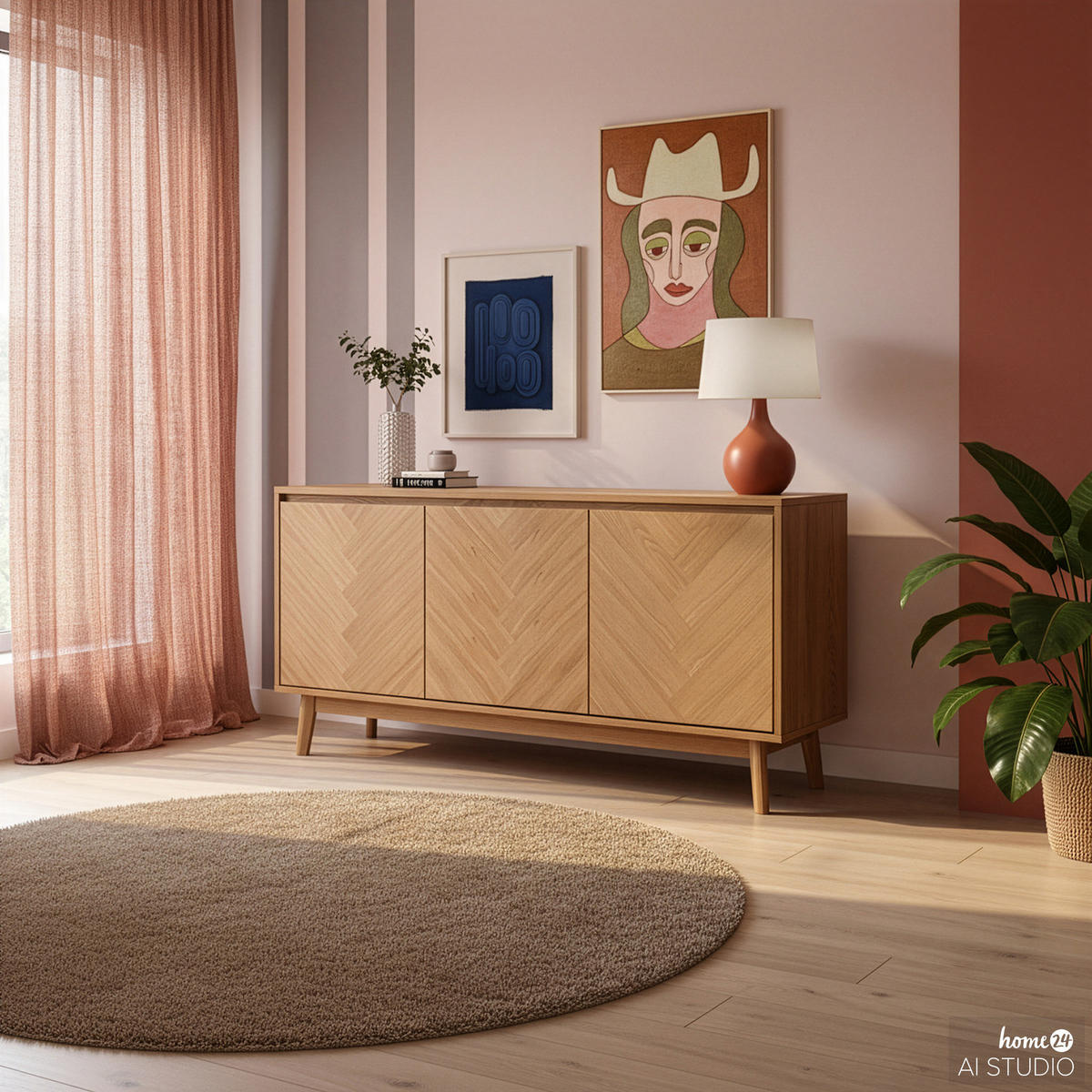 FURNIERTES SIDEBOARD - Eiche - Braun, Eichenholz/Holz (150/75/40cm) - home24