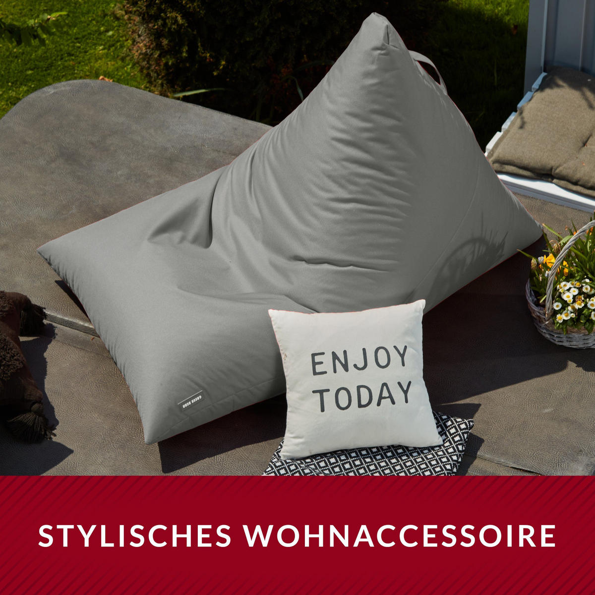 OUTDOOR SITZSACK Triangle 150x100x100cm - Hellgrau, Textil (100/100/150cm) - Green Bean
