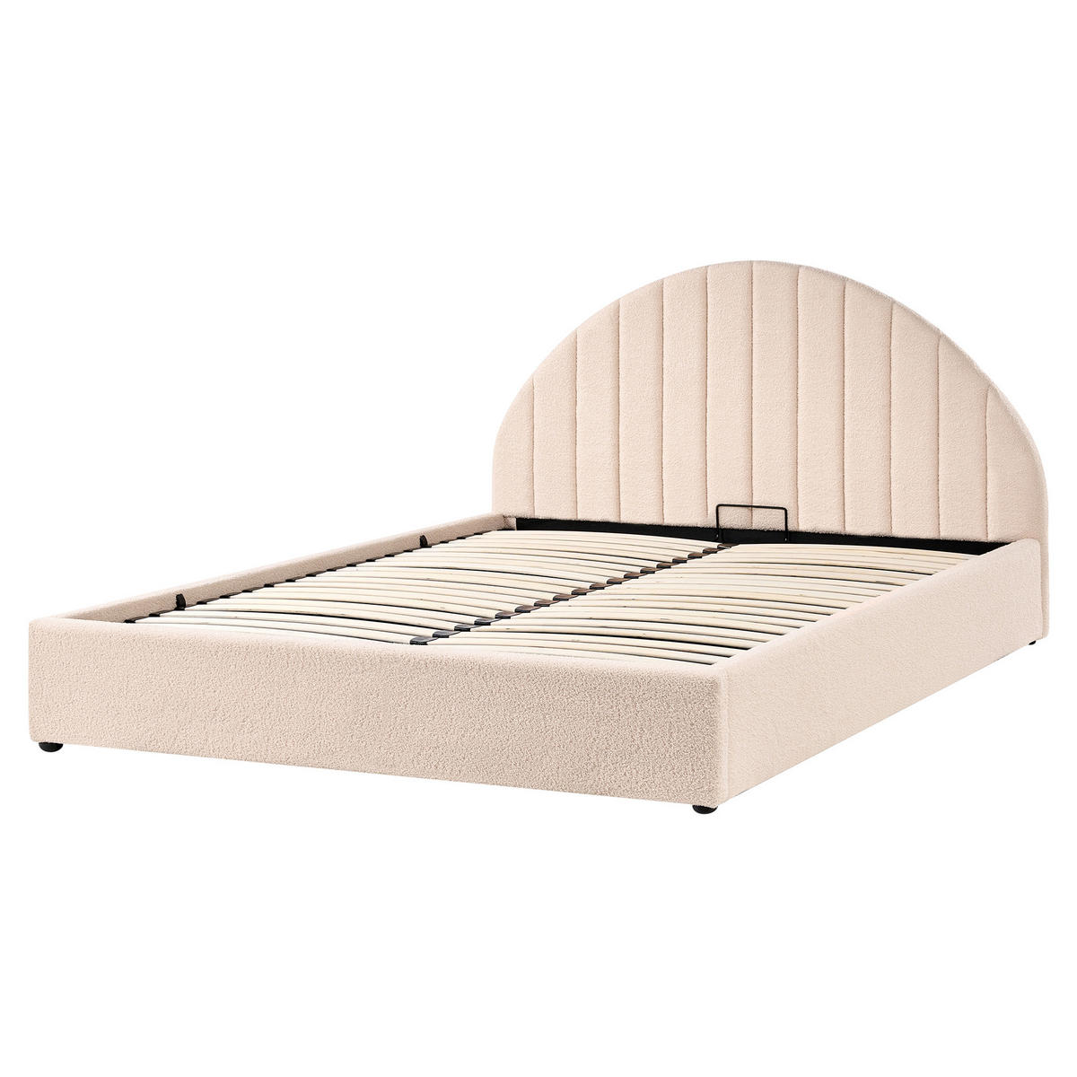 POSTELJA s prostorom za shranjevanje 160/200 bouclé svetlo bež Chadenet - bež, tekstil (160/200cm) - Beliani