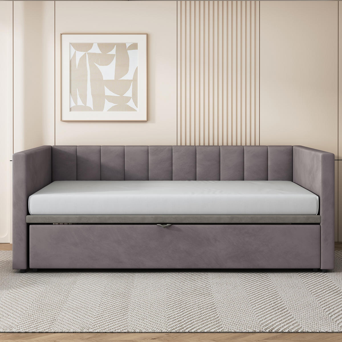 AUSZIEHBETT 90/180/200 cm DE-01586, in Grau - Grau, Holzwerkstoff (90/200cm) - ComfortXL