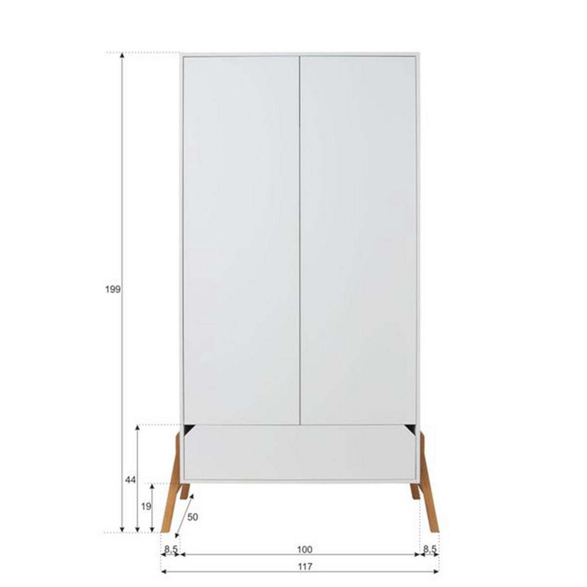ORMAR 2 vrata Bijeli - bijela, drvni materijal (117/199/50cm) - Petits-meubles