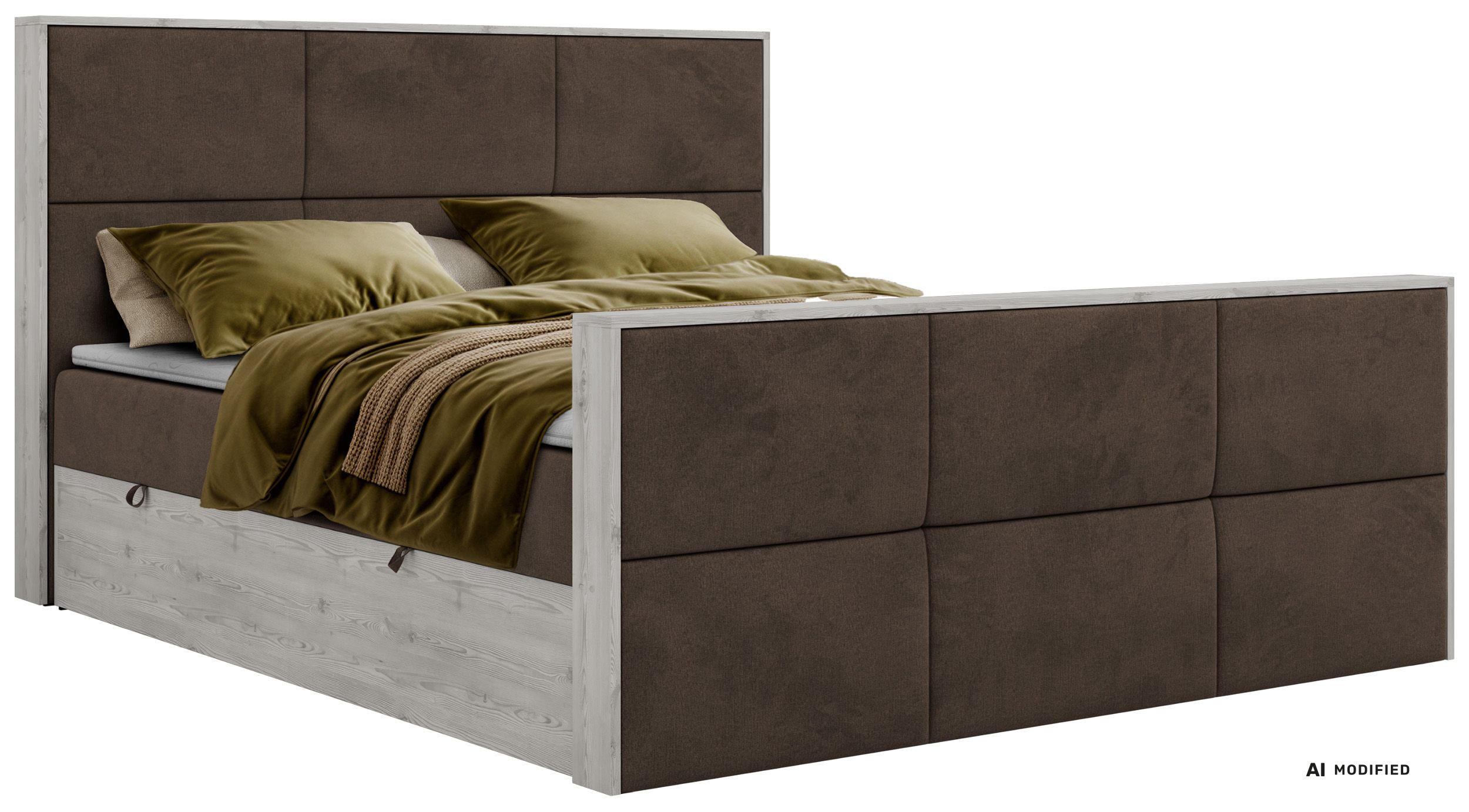 BOXBETT DELNOR DUO 140/200 - Braun Velvet - Topper T25 - H4 - Schwarz/Braun, Kunststoff/Textil (140/200cm) - MKS