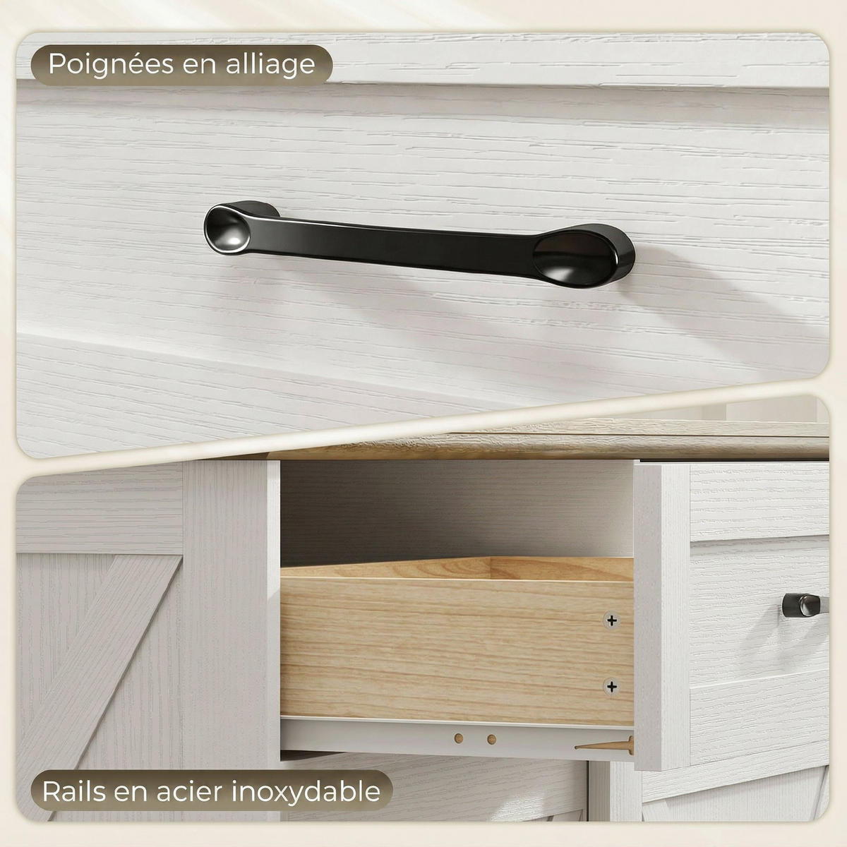 KÜCHENINSEL DE-11295 2 Schubladen Weiß - Weiß, Holzwerkstoff (106.4/92/57cm) - ComfortXL