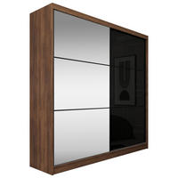SCHWEBETÜRENSCHRANK Viva II mit Schubladen und Spiegel, mit Lacobel-Glas, 200/216/61 Walnuss - Walnussfarben, Holzwerkstoff (200/216/61cm) - Beautysofa