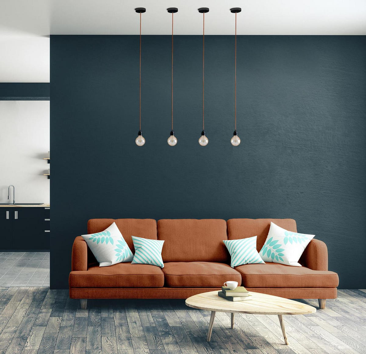 PENDELLEUCHTE Hang 1 Flammig Retro - Schwarz, Naturmaterialien (250/1/250cm) - HOOPZI