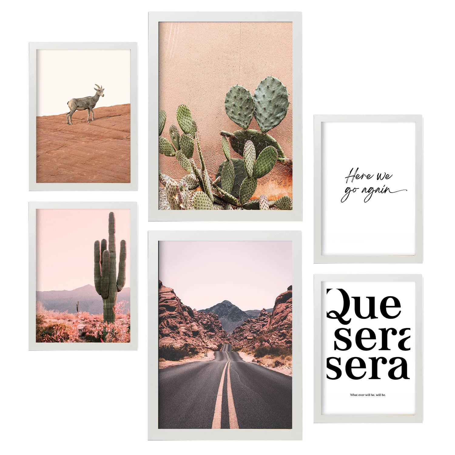 POSTER Set Mit 6 Mexiko Wandbild A3 & A4 Weißer Rahmen - Weiß, Papier (29/3cm) - Nacnic