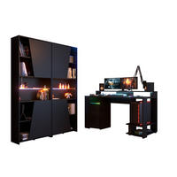 GAMING MÖBEL 1 in Schwarz 2 teilig Gamingzimmer mit Beleuchtung - Schwarz, Holzwerkstoff (120/200/80cm)