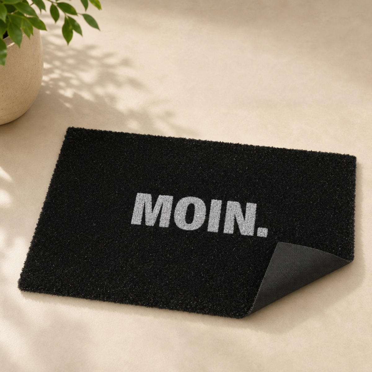 ROHOŽKA Černá kokos nápis Moin - černá, textil/plast (60/40cm) - Relaxdays