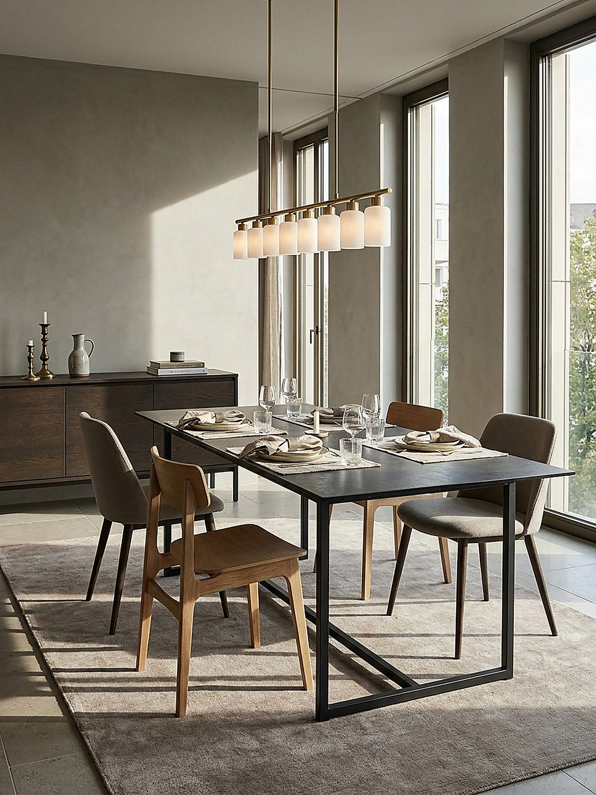 ESSTISCH Glas Keramik Marmoroptik Designer 180x90 ARCTIC, Schwarz 180x90x76 cm - Schwarz, Glas/Metall (90/180/76cm) - KADIMA DESIGN