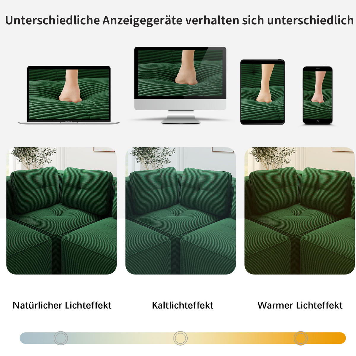 ECKSOFA 297/177/69 cm grün aus Cord mit modularem Design und tiefer Sitzfläche - Grün, Textil (177/297cm) - OKWISH