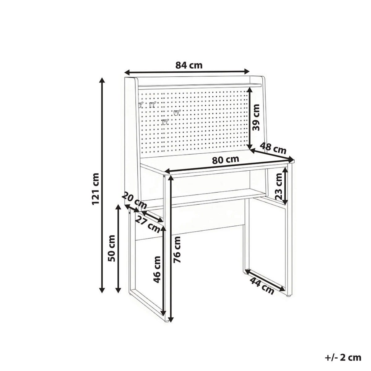 PSACÍ STŮL s děrovanou deskou Tmavě hnědý 84/48 cm Buxton - tmavě hnědá, kompozitní dřevo (48/84/121cm) - Beliani