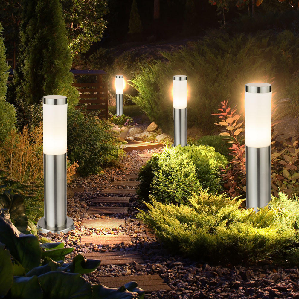 EDELSTAHL WEGELEUCHTE Silber 4er Set - Silberfarben, Kunststoff (7.8/7.8/45cm) - Globo Lighting