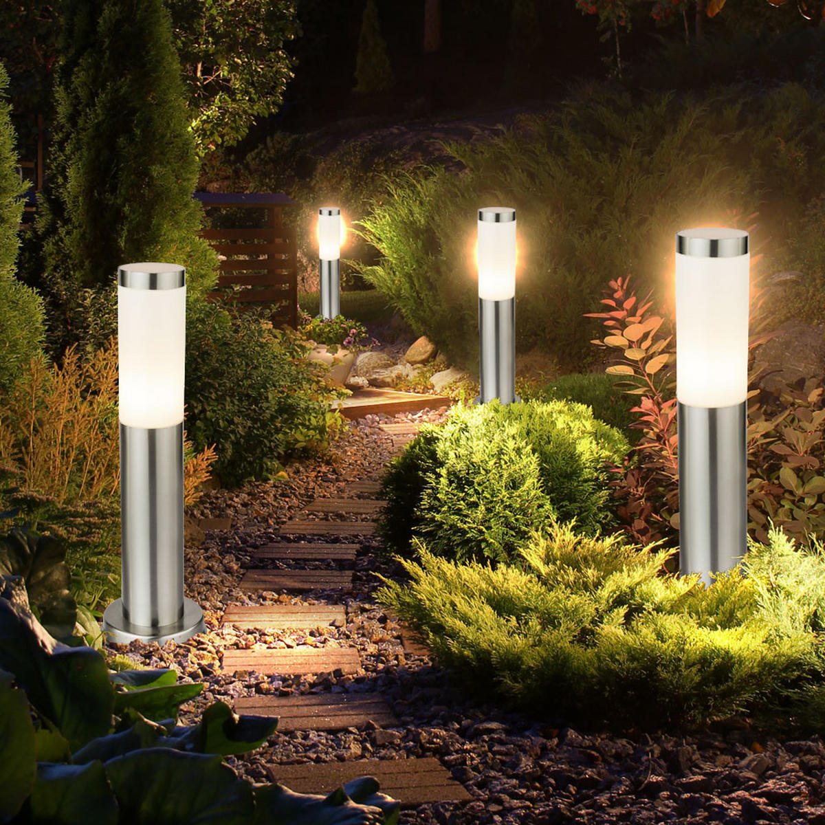 LED WEGELEUCHTE Edelstahl Silber 6er Set - Silberfarben, Metall (7.6/7.6/45cm)