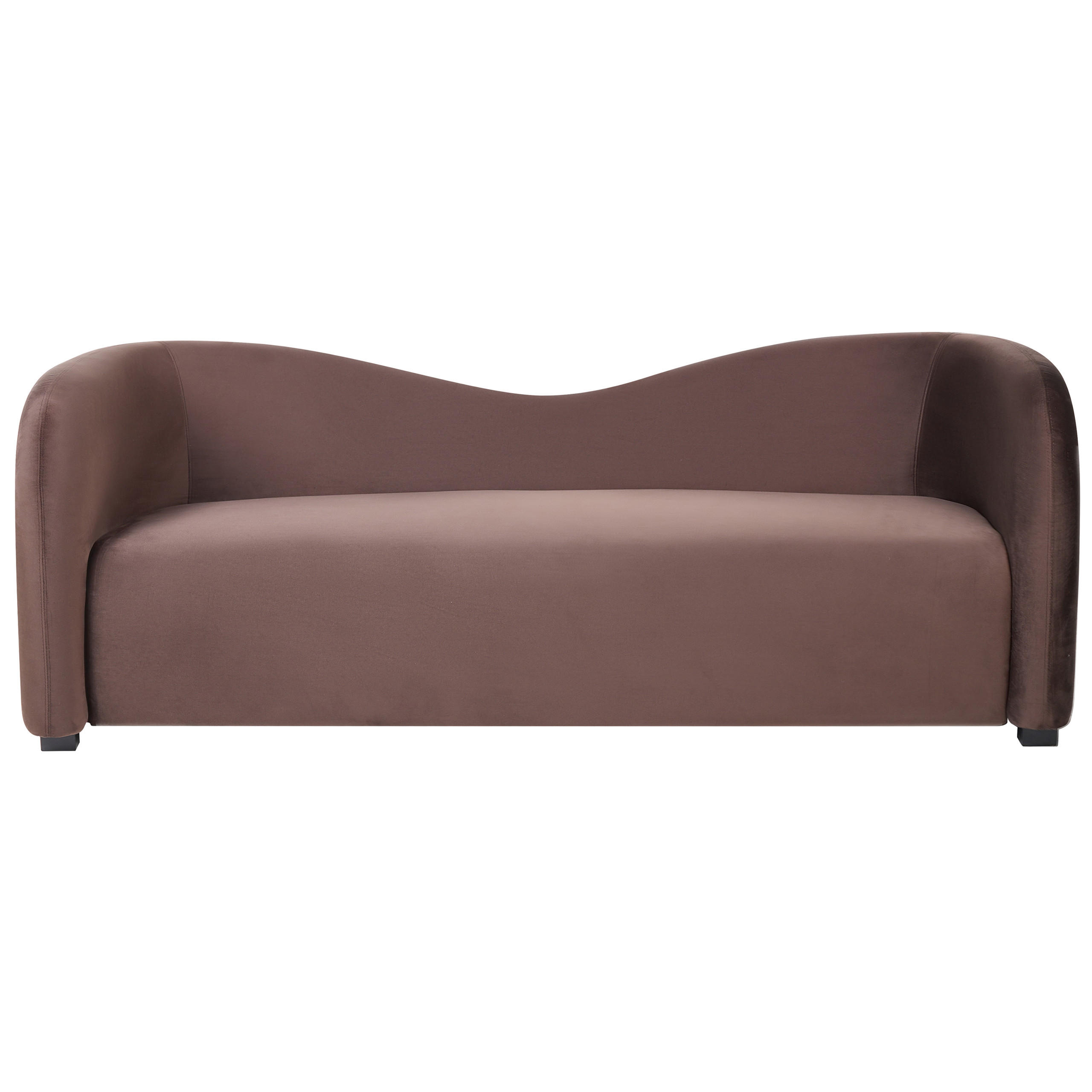 3-SITZER-SOFA Samtstoff Dunkelbraun Veltada - Dunkelbraun, Textil (205/75/90cm) - Beliani