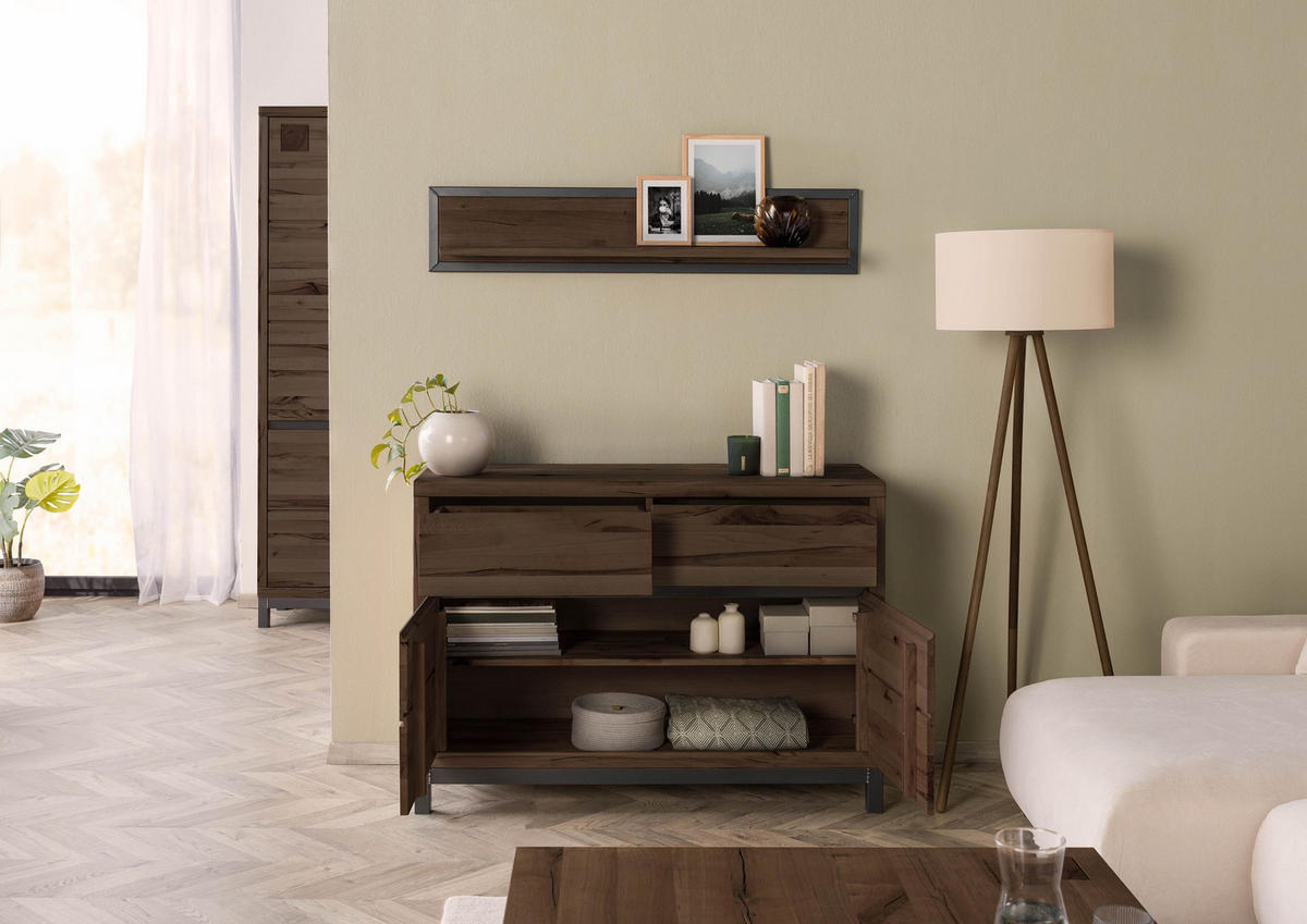 SIDEBOARD Kernbuche 120x45x85 tabacco braun geölt VILLANDERS #211 - Braun, Holz (120/85/45cm) - Massivmoebel24