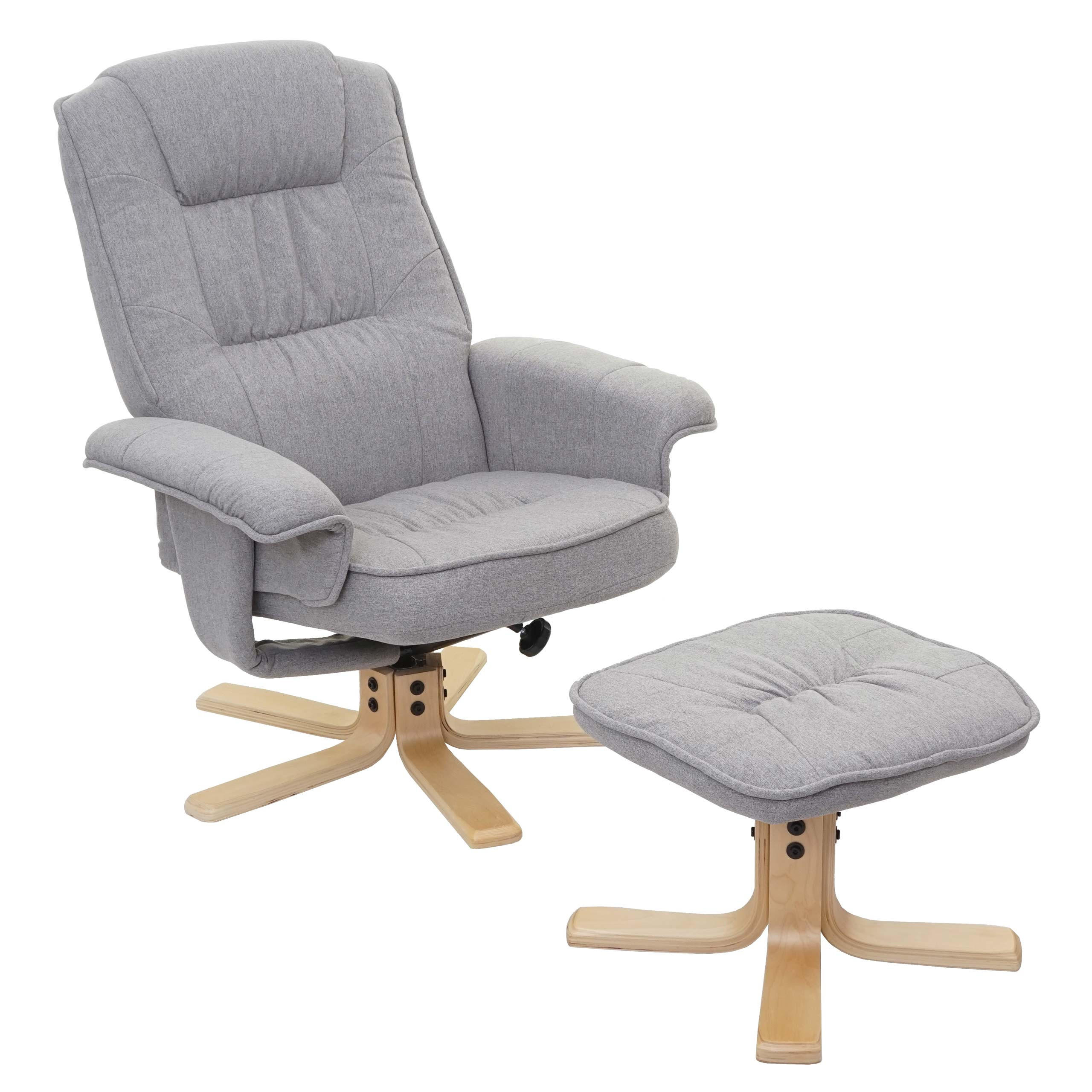 RELAXSESSEL MIT HOCKER Hellgrau - Hellgrau, Textil (80/100/70cm) - MCW