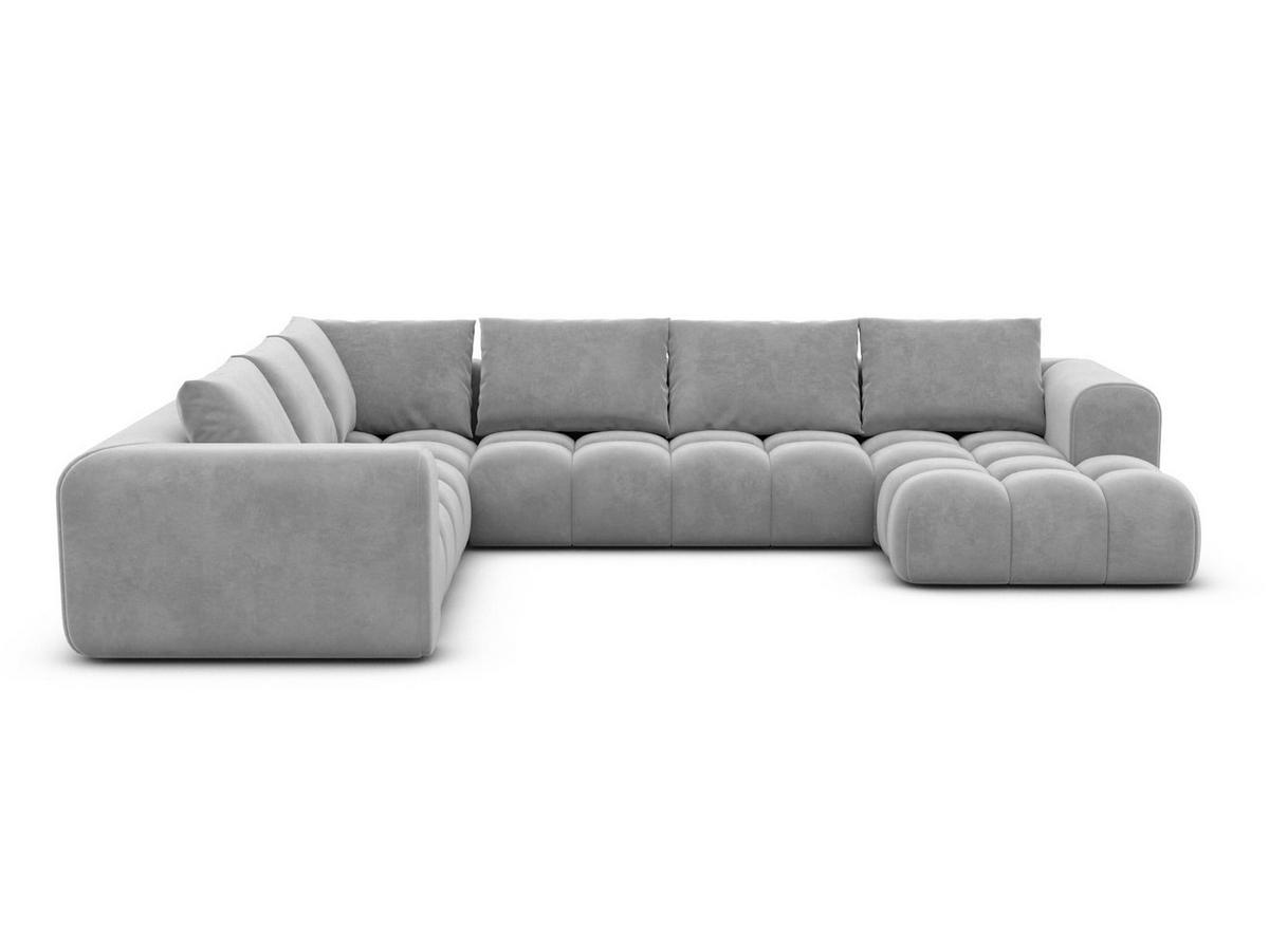 WOHNLANDSCHAFT Casaluna U-Form Hellgrau Samtstoff - Hellgrau, Kunststoff (338/88/267cm)