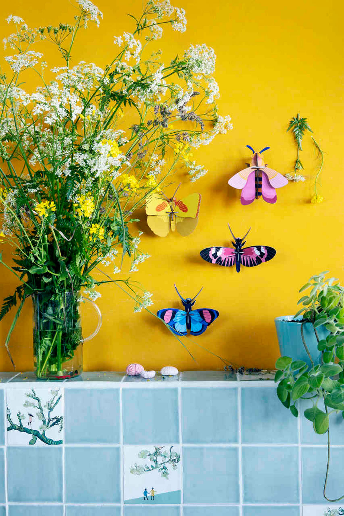 WANDDEKO Zitronen-Schmetterling 16/6 cm - Gelb/Orange, Wellpappe (16/6/17cm) - KUNSTLOFT