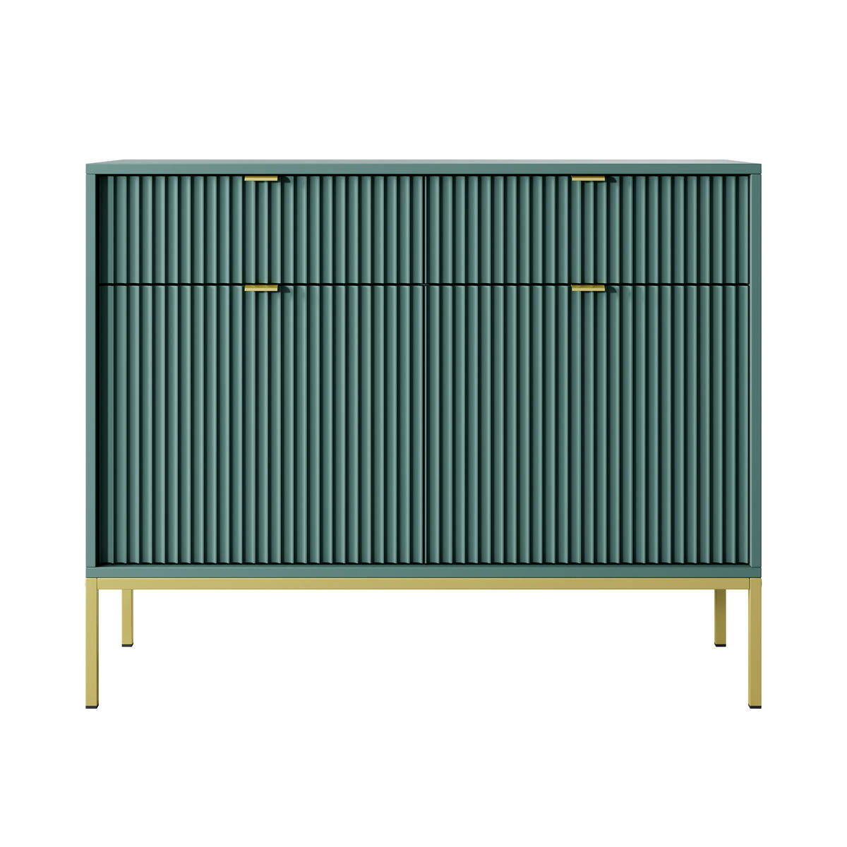 KOMMODE STELLARE 104/83/39 cm mit 2 Schubladen 2 Türen Hellgrün - Goldfarben/Hellgrün, Holzwerkstoff (104/83/39cm) - MASSENO