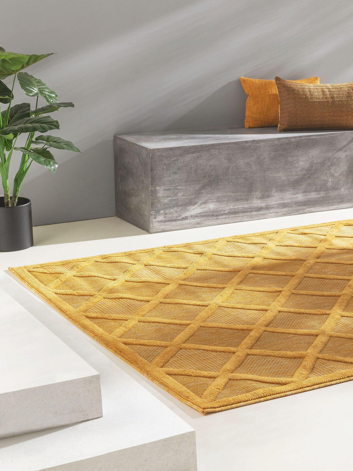 OUTDOORTEPPICH Bonte Gelb 120x170 cm - Gelb, Textil (120/170cm) - benuta Nest