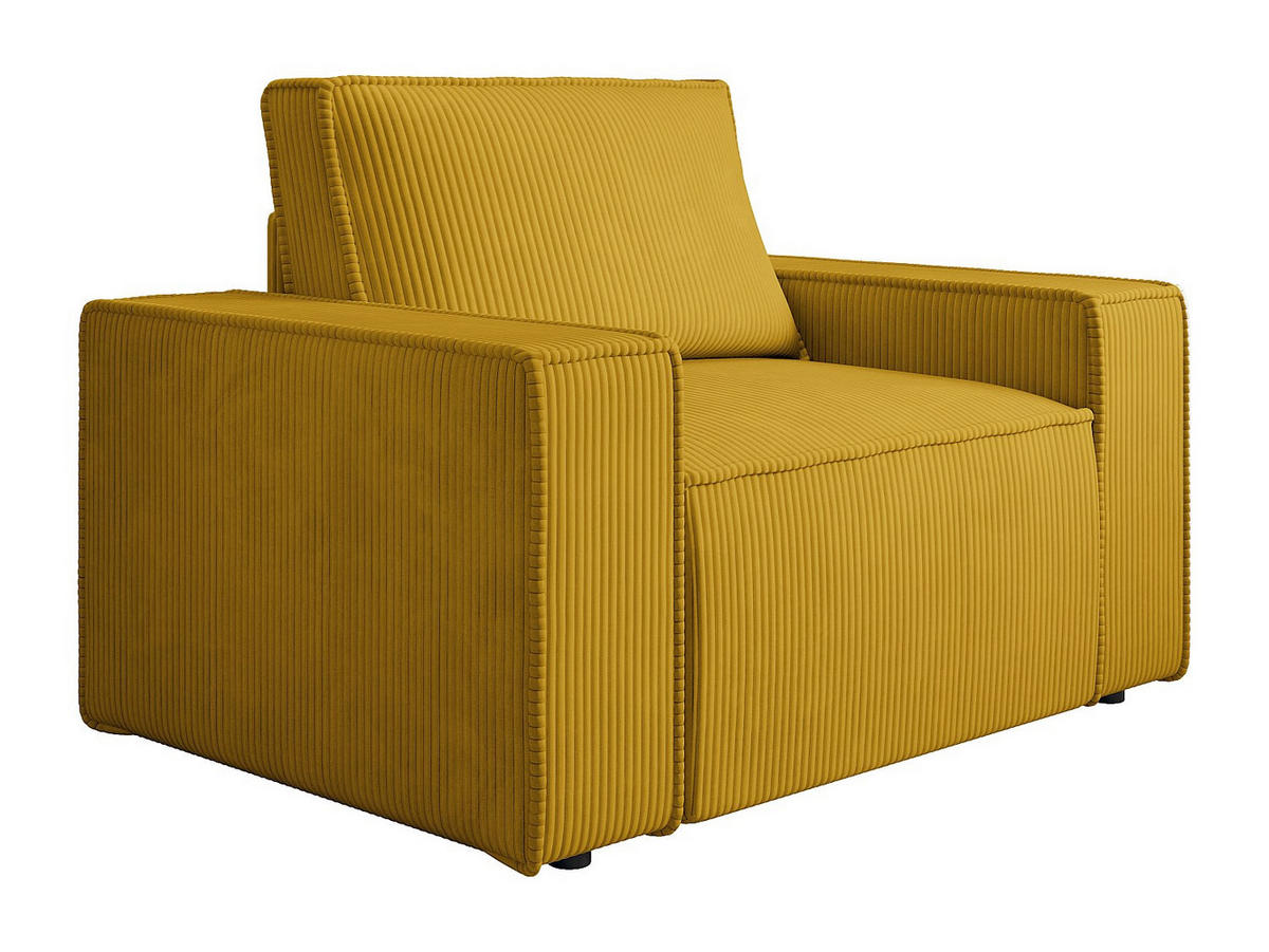 SESSEL mit gerader Rückenlehne - 1 Person - samt - gelb Amelia - Gelb, Textil (120/85/86cm) - Vente-Unique