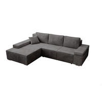 ECKSOFA Milo mit Schlaffunktion und Bettkasten, Couch L-Form, Cord-Stoff, 273x85x185 cm, Dunkelgrau - Dunkelgrau, Holz (185/273cm) - PROMETO Möbel