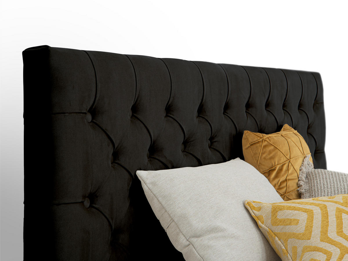 BOXSPRINGBETT Victoria Schwarz 200 /200 cm H2/H3 Samt - Schwarz, Textil (200/200cm) - wonello