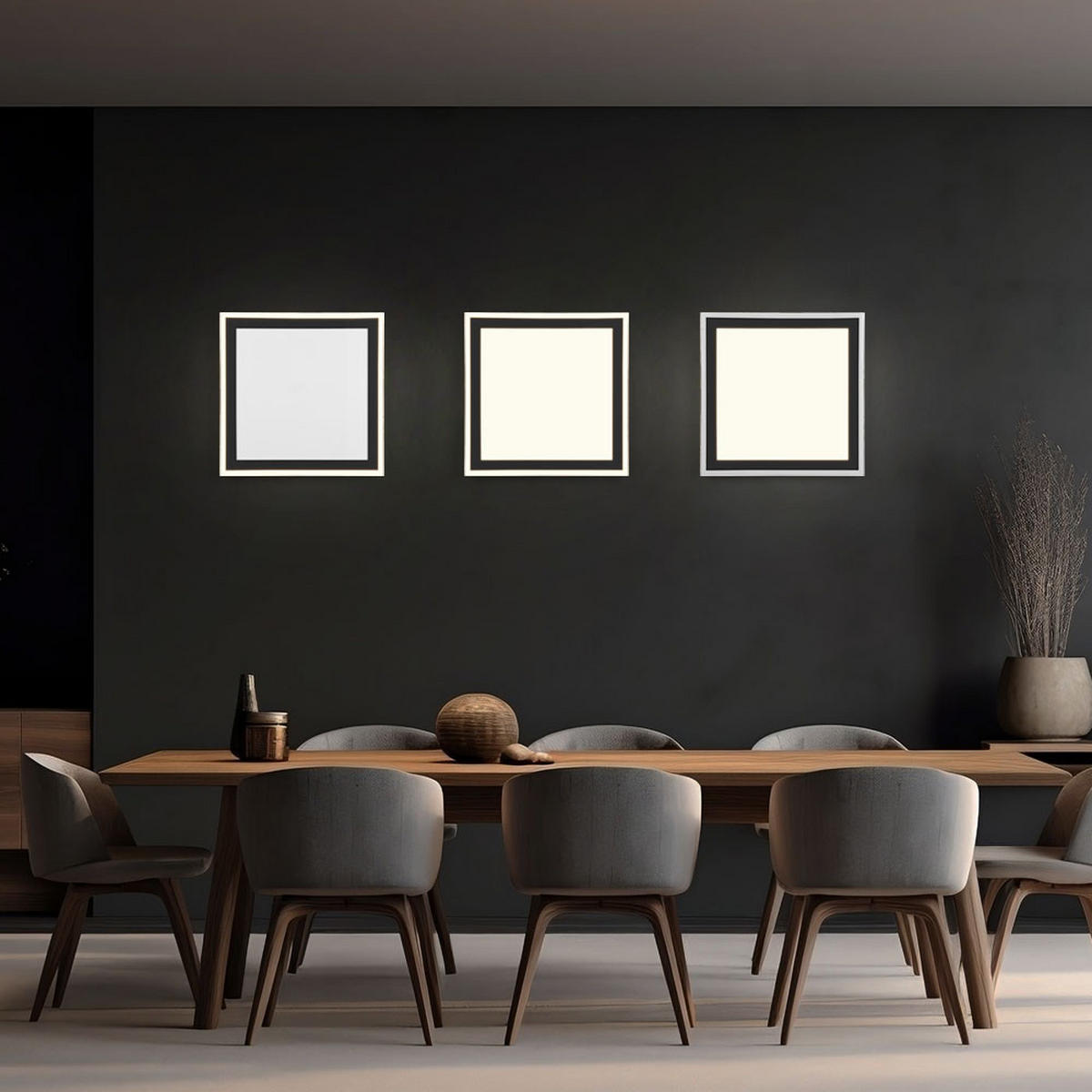 LED AUFBAUDECKENLEUCHTE Schwarz Matt - Schwarz, Kunststoff (43/43/3cm)