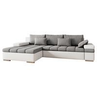ECKSOFA Bangkok, Seite: Links - Silberfarben/Weiß, Holz/Textil (310/175cm) - MIRJAN24