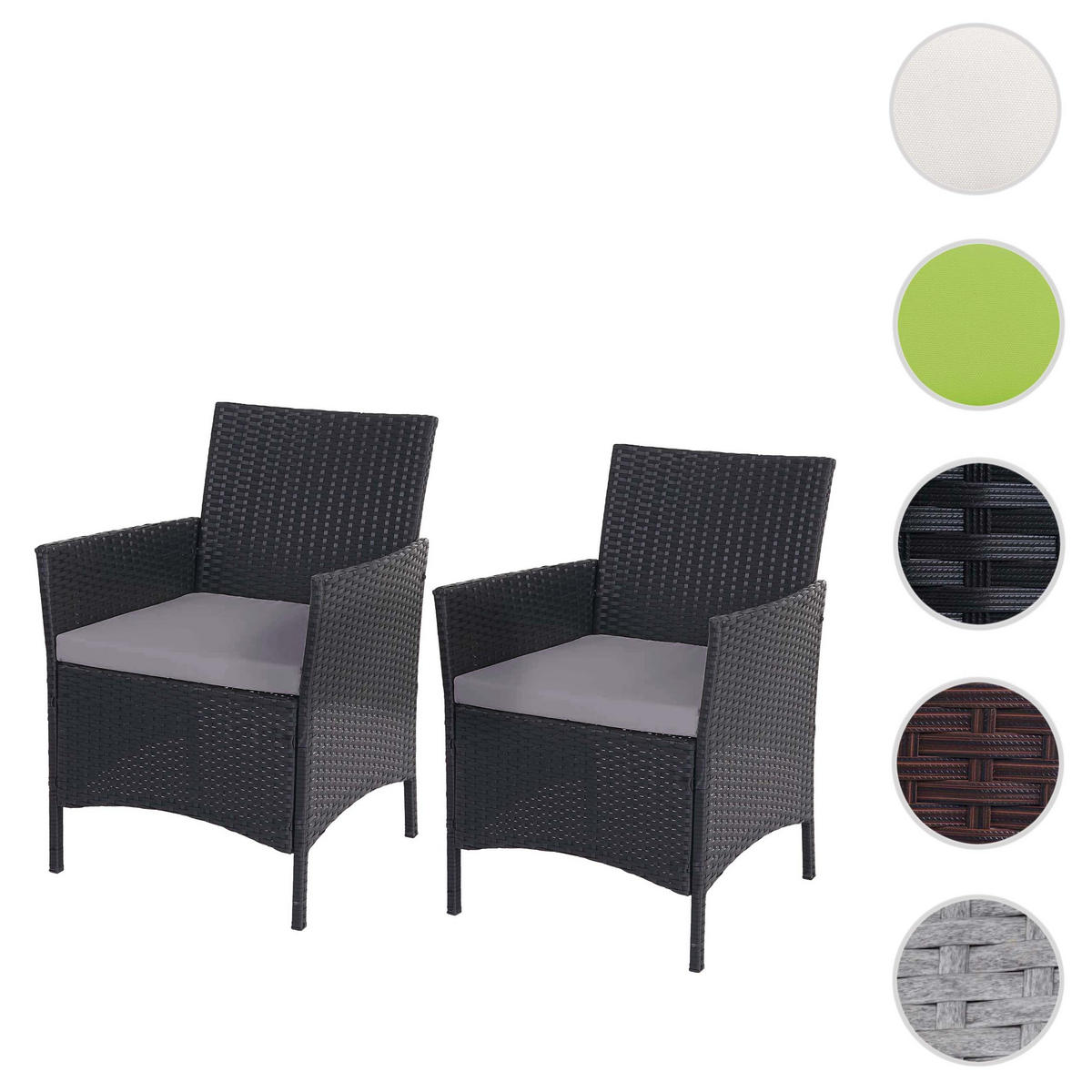 POLY-RATTAN SESSEL HALDEN Anthrazit 2er-Set - Anthrazit, Kunststoff (59/83/60cm) - MCW