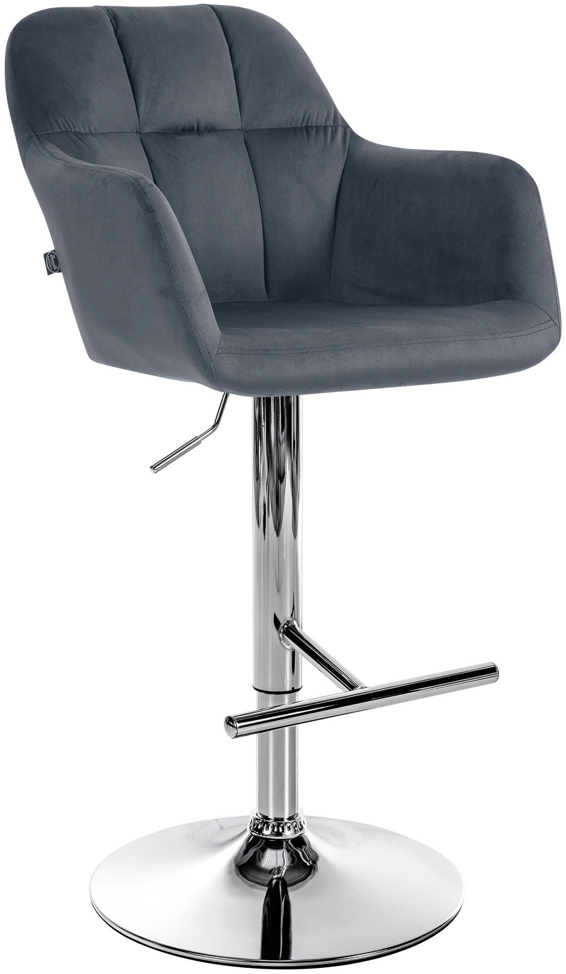 BARHOCKER Samt dunkelgrau - Chromfarben/Dunkelgrau, Textil (57/97/59cm) - CLP