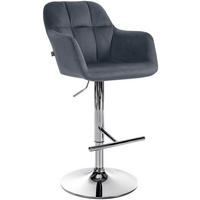 BARHOCKER Samt dunkelgrau - Chromfarben/Dunkelgrau, Textil (57/97/59cm) - CLP