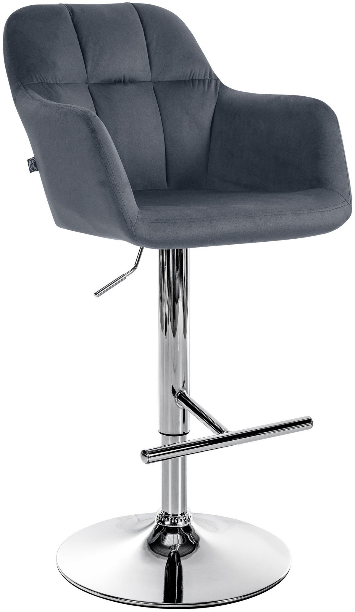 BARHOCKER Samt dunkelgrau - Chromfarben/Dunkelgrau, Textil (57/97/59cm) - CLP