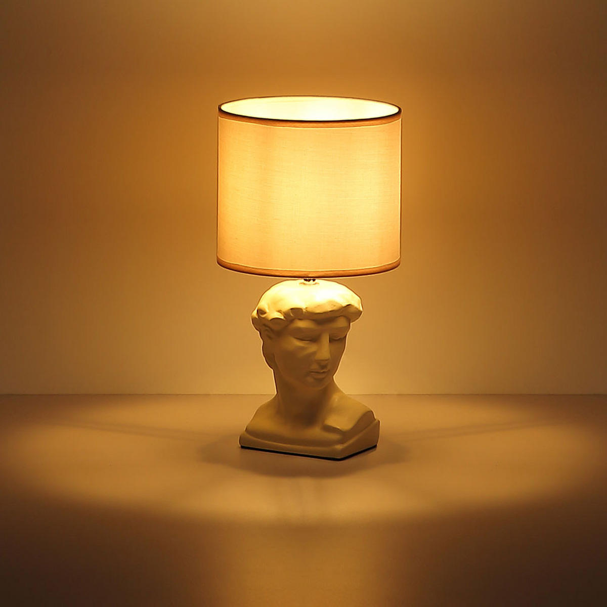 TISCHLEUCHTE HERMES Textil Weiß - Weiß, Textil (17.5/17.5/33cm) - Globo Lighting