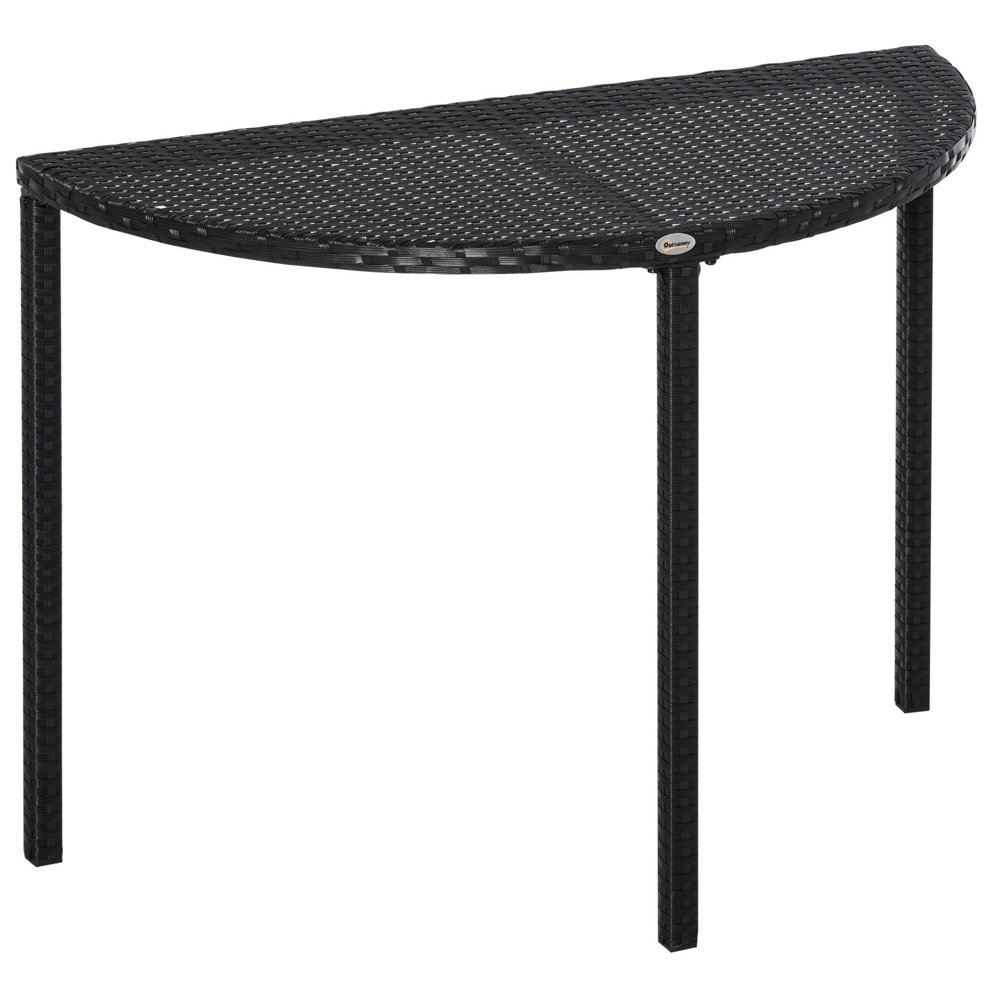 BALKONTISCH, Schwarz, Polyrattan, Metall - Schwarz, Kunststoff (100/50/74cm) - Outsunny