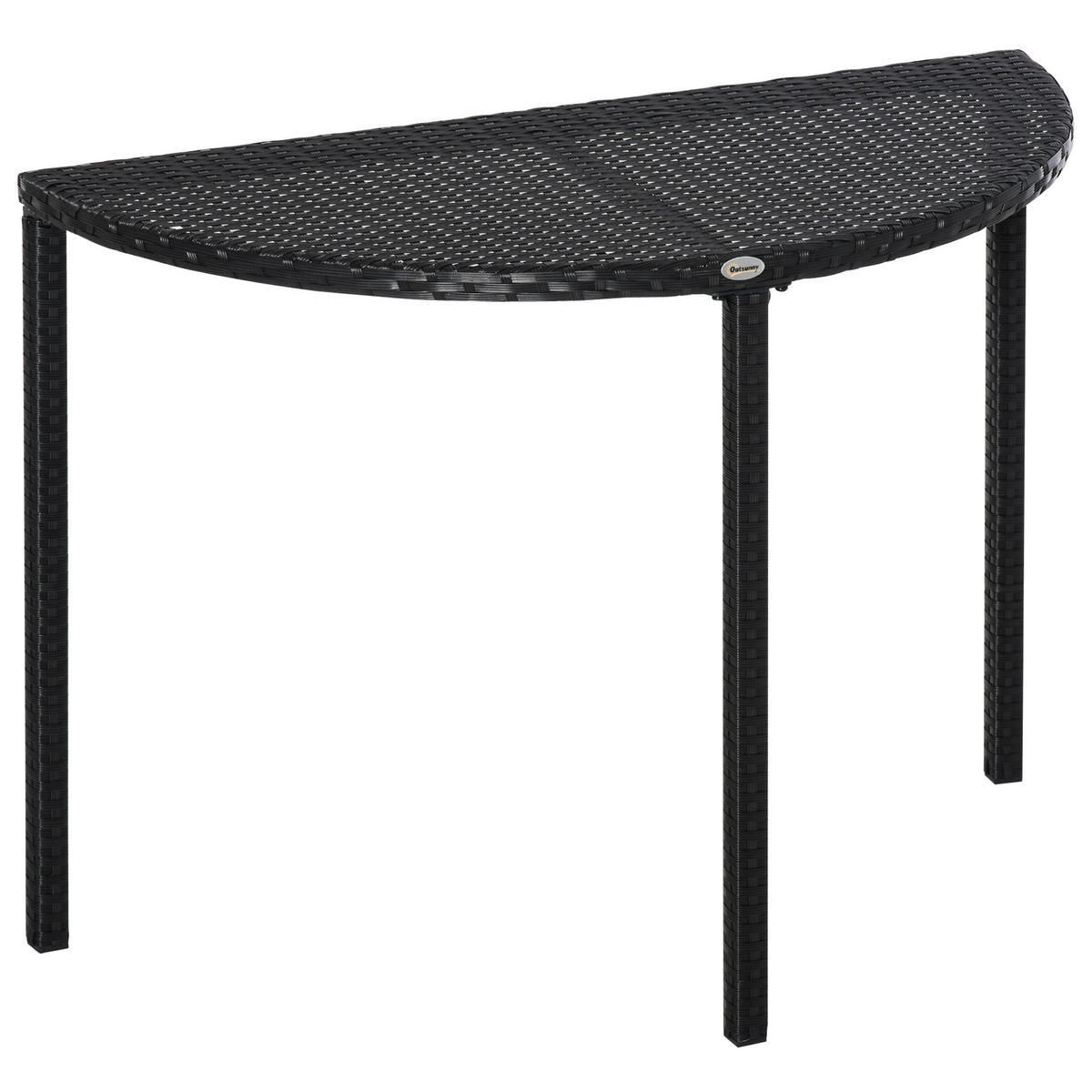 BALKONTISCH, Schwarz, Polyrattan, Metall - Schwarz, Kunststoff (100/50/74cm) - Outsunny